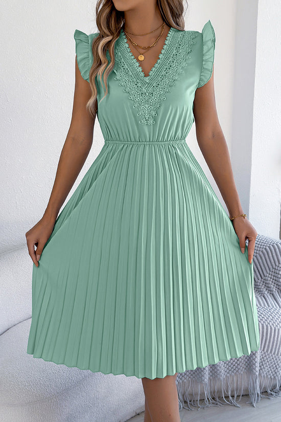 V-Neck Flutter Sleeve Casual Dress