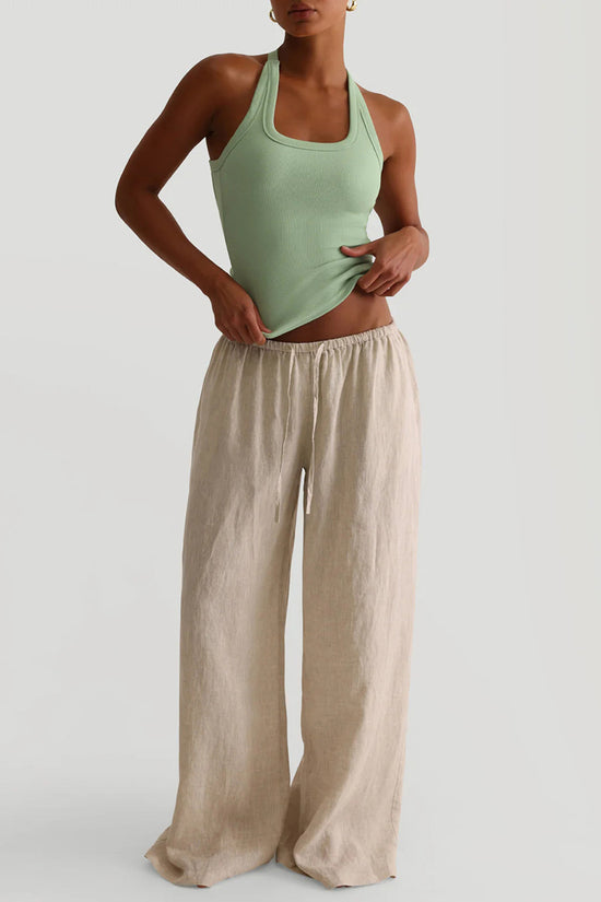 Halter Neck Ribbed Tank Top