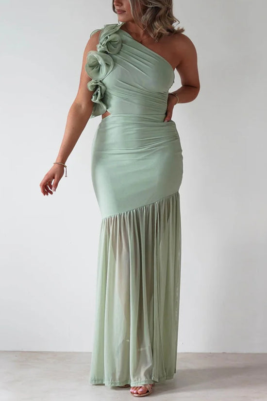 One-Shoulder Ruched Maxi Dress