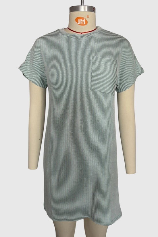 Striped Pocket Casual Tee Dress