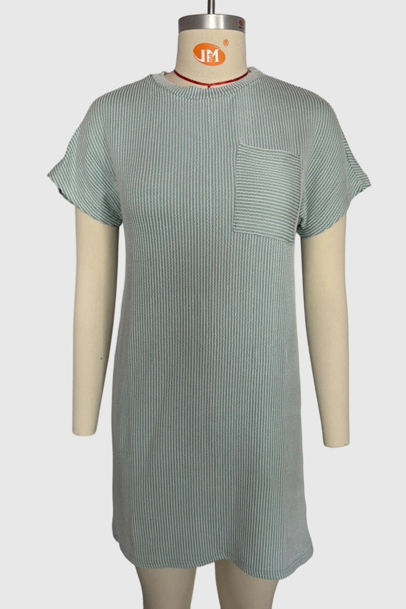 Striped Pocket Casual Tee Dress