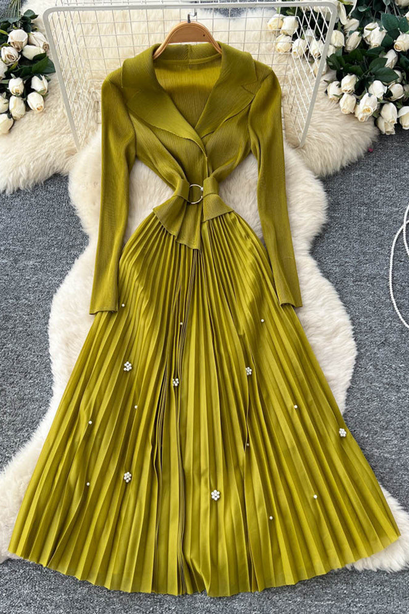 Elegant Pleated Midi Dress