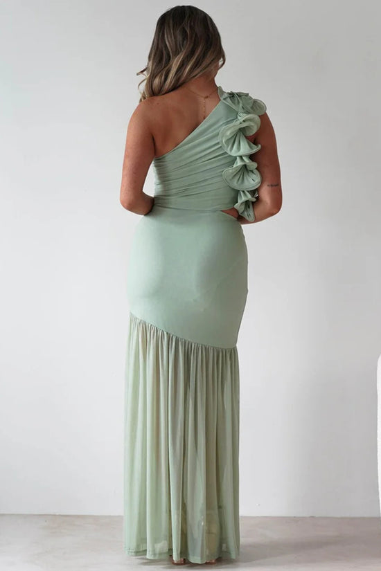 One-Shoulder Ruched Maxi Dress
