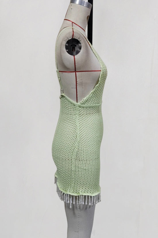 Crochet Halter Cover-Up Dress