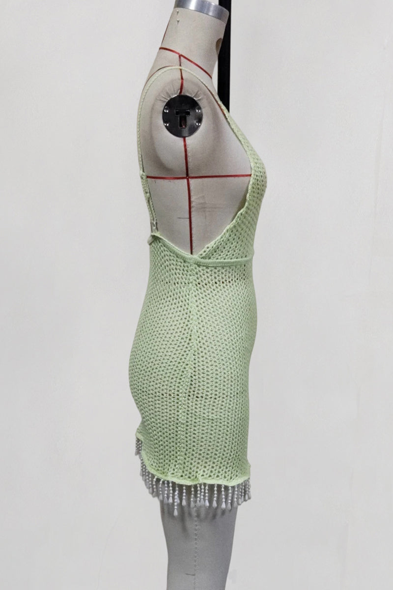 Crochet Halter Cover-Up Dress