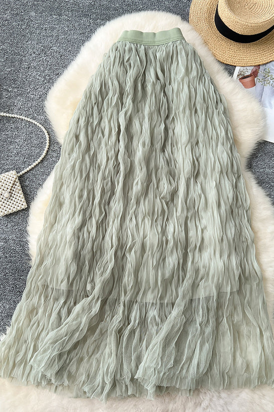 Flowing Textured Midi Skirt