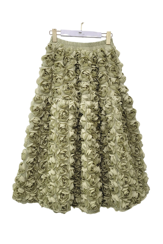 Floral Applique Midi Skirt