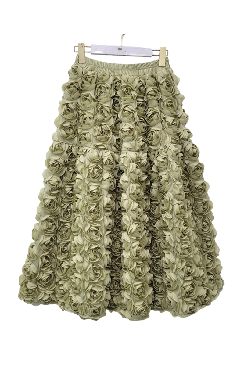 Floral Applique Midi Skirt