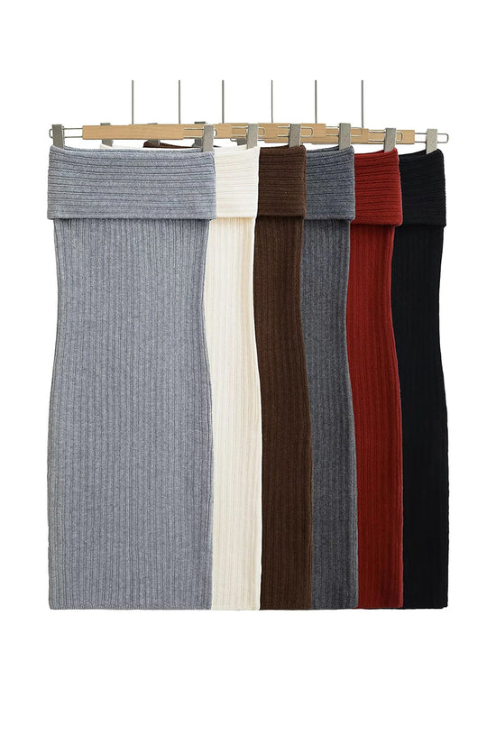 Ribbed Foldover Casual Dress