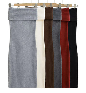 Ribbed Foldover Casual Dress