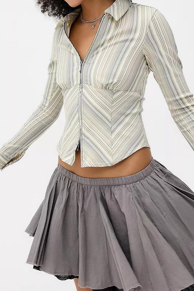 Striped Zip-Up Blazer