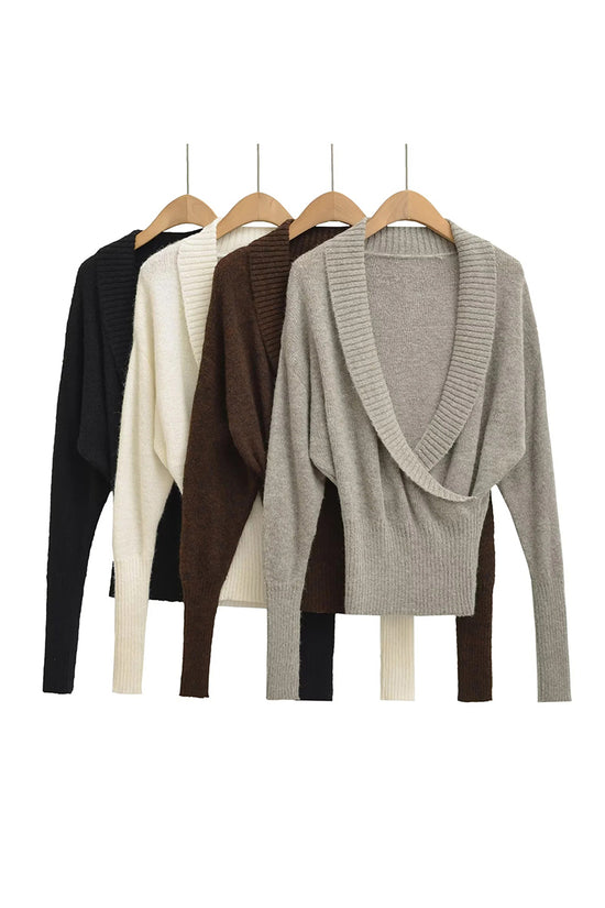 Elegant Wrap V-Neck Sweater