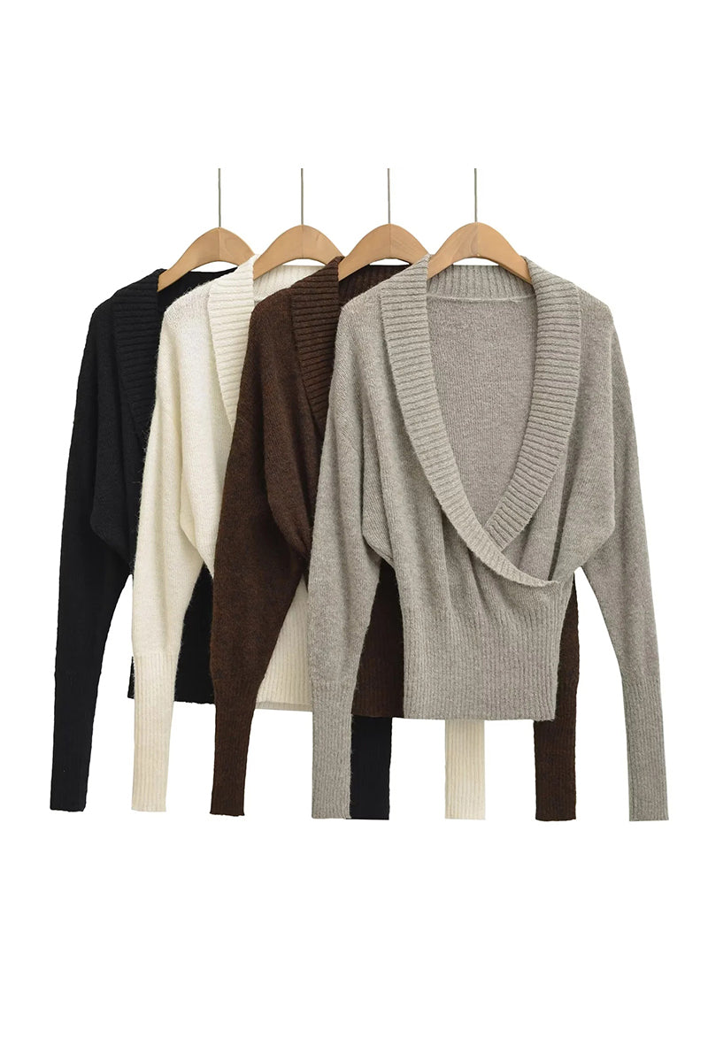 Elegant Wrap V-Neck Sweater