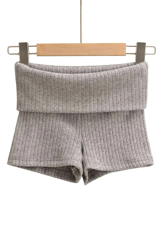 Foldover Casual Knit Shorts