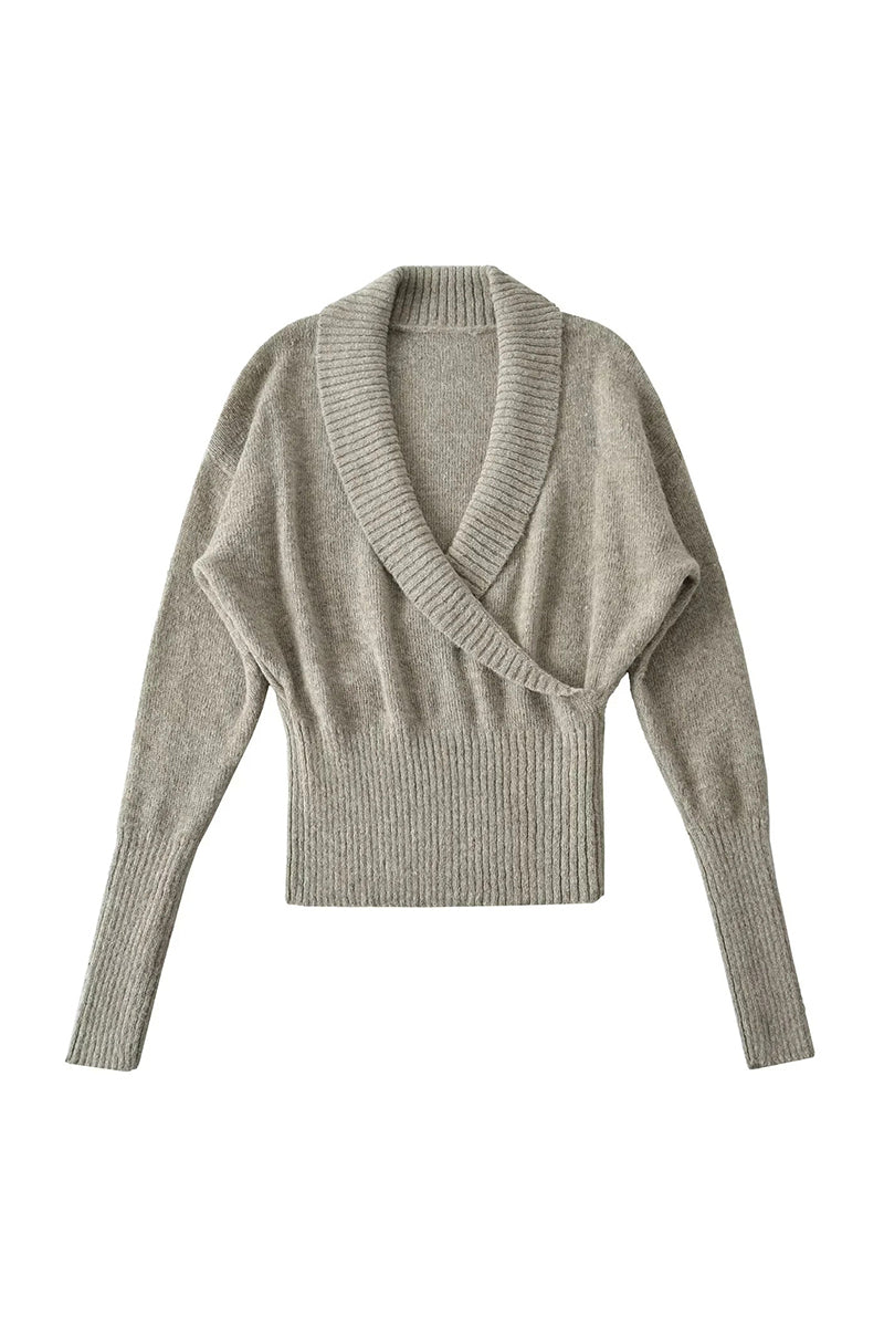 Elegant Wrap V-Neck Sweater