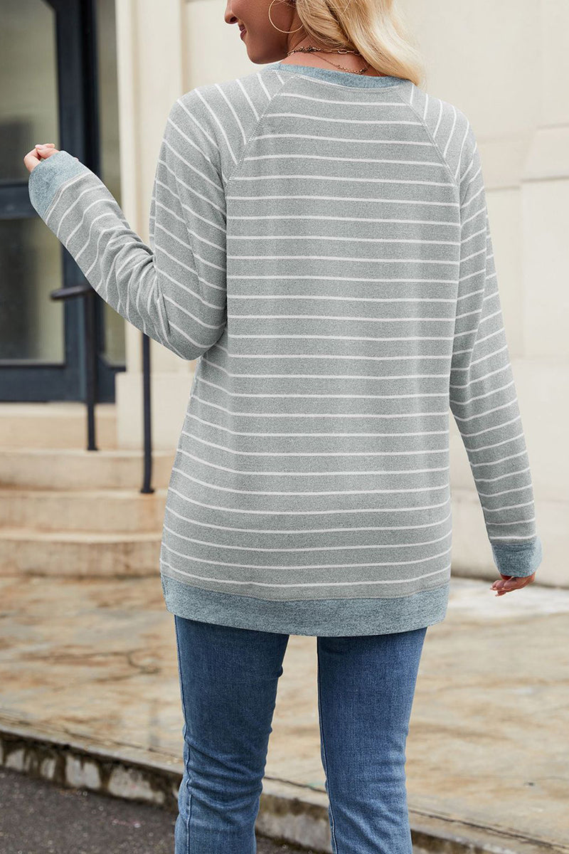 Striped Long Sleeve Casual Blouse
