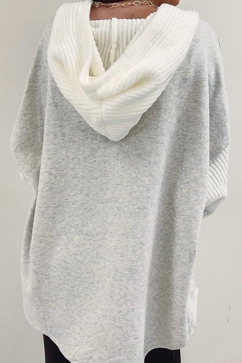 Trendy Button-Up Hoodie Sweatshirt