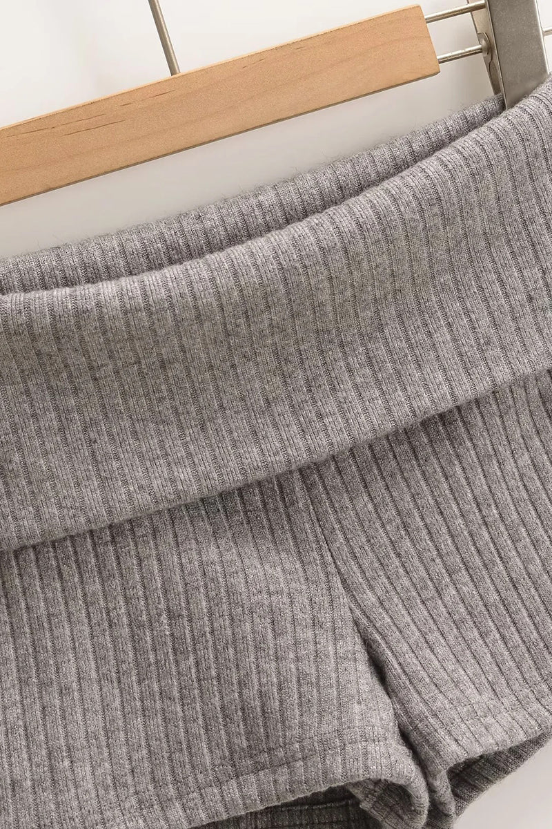Foldover Casual Knit Shorts