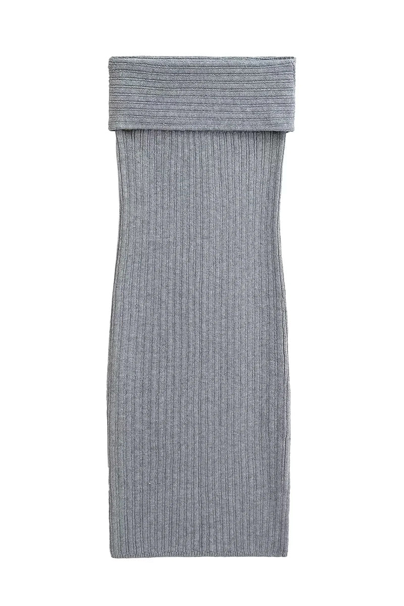 Ribbed Foldover Casual Dress