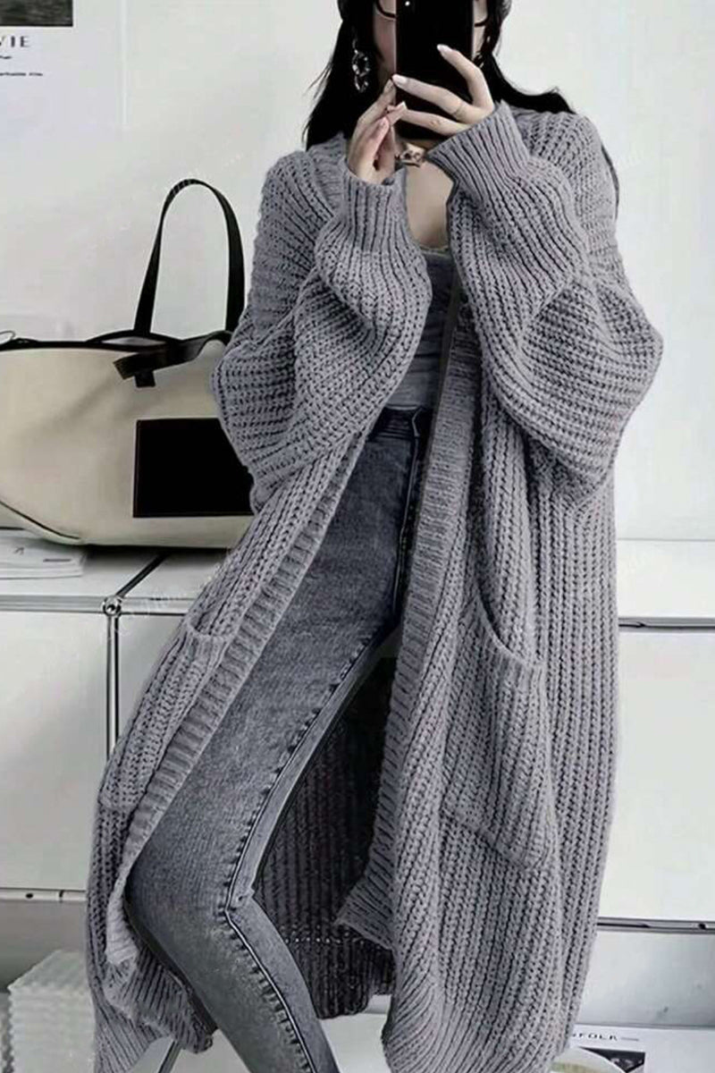 Oversized Open-Front Knit Cardigan