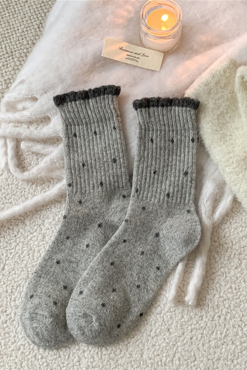 Cozy Polka Dot Ribbed Socks