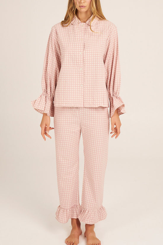 Ruffled Checkered Loungewear Set