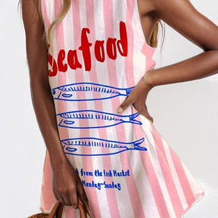 Artistic Face Print Sleeveless Dress