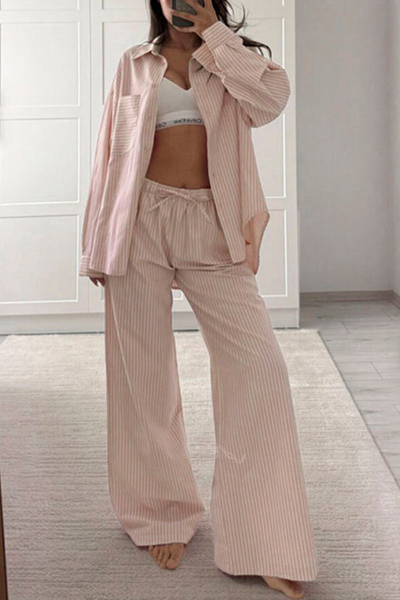 Striped Wide-Leg Pants Set