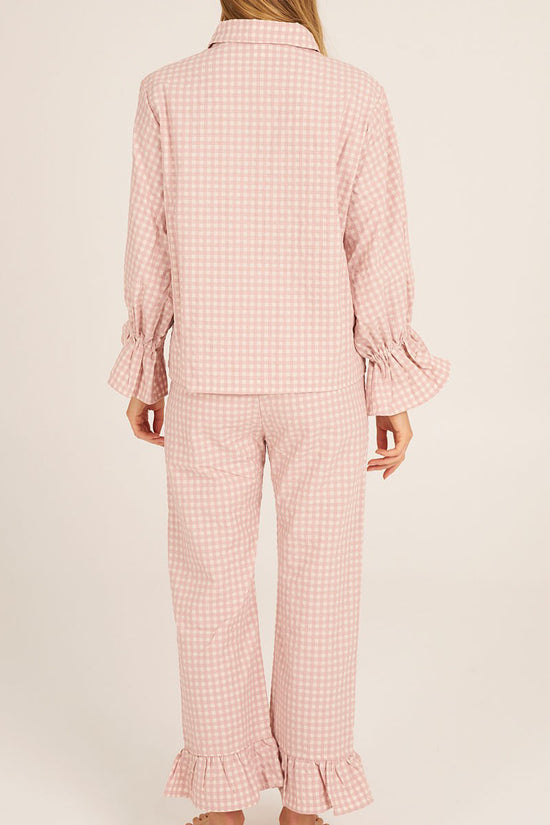 Ruffled Checkered Loungewear Set