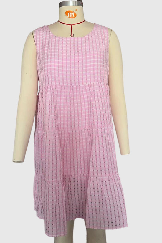 Sleeveless Checkered Casual Dress