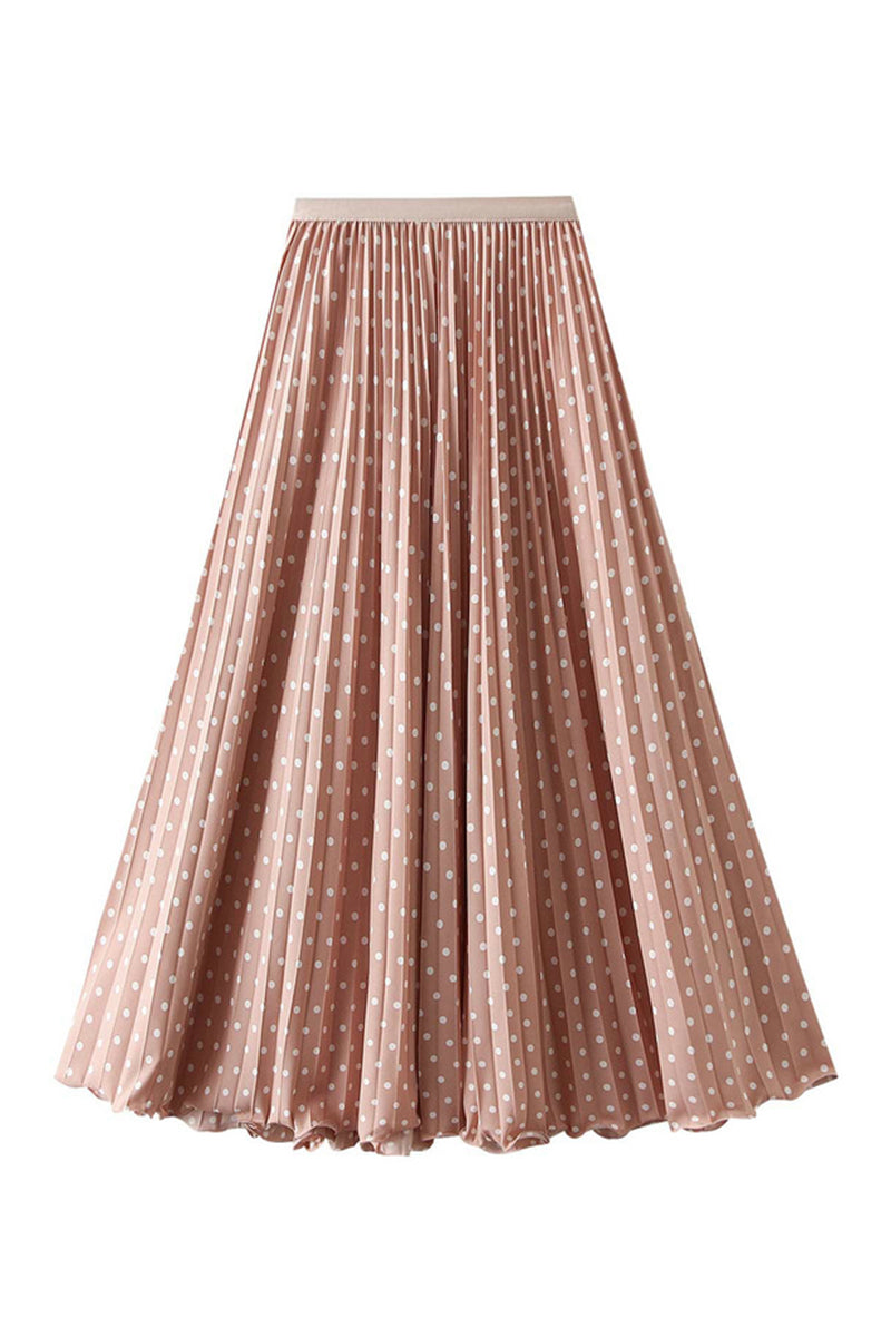 Polka Dot Pleated Midi Skirt