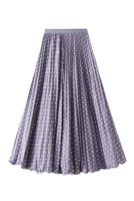 Polka Dot Pleated Midi Skirt