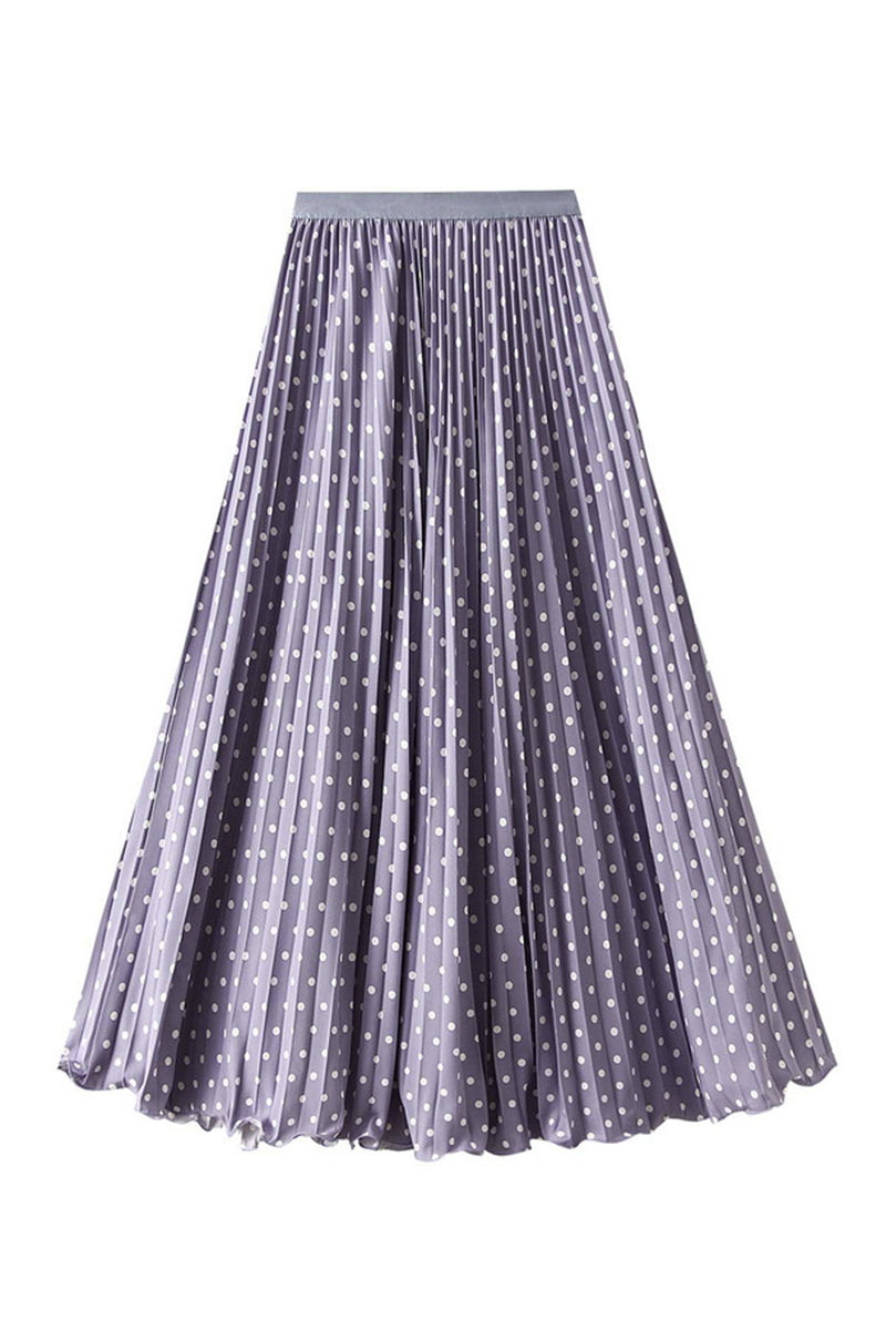 Polka Dot Pleated Midi Skirt