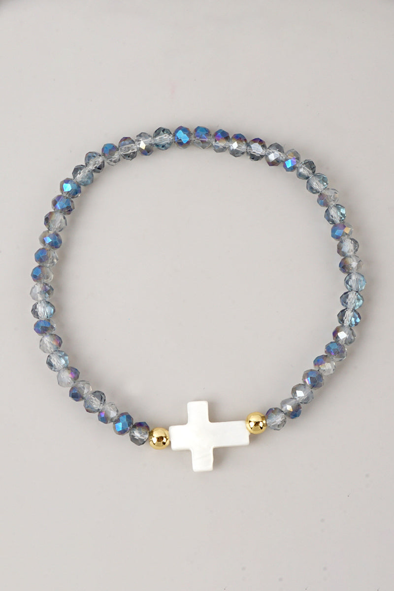 Elegant Beaded Cross Bracelet