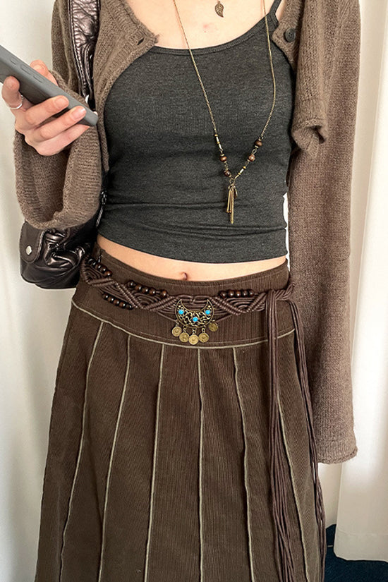 Bohemian Beaded Waist Tie Belt