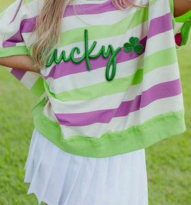 Striped Lucky Clover Dolman Tee