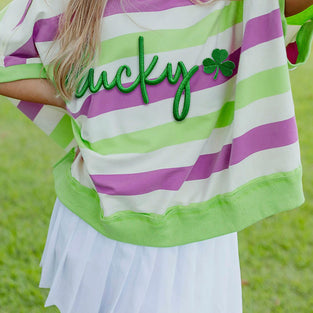 Striped Lucky Clover Dolman Tee