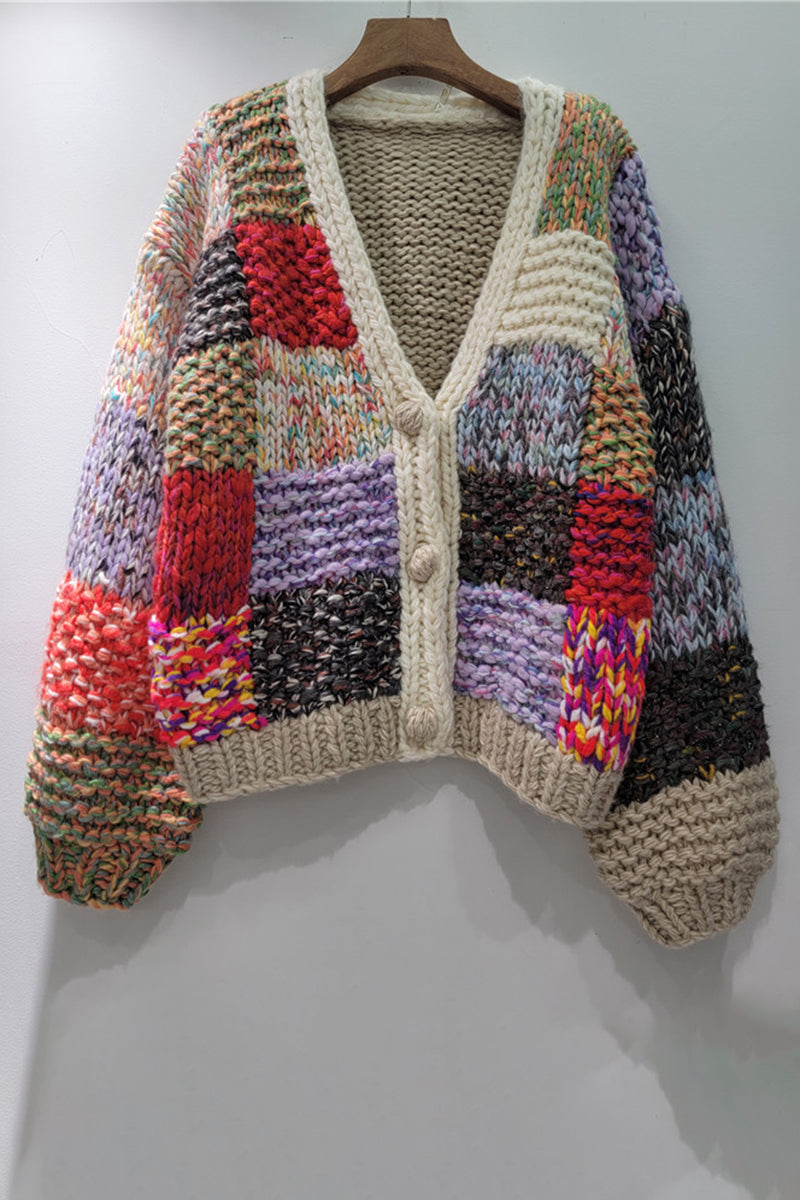 Patchwork Knit Cardigan