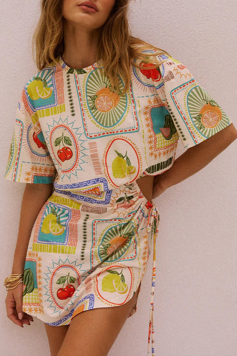 Vibrant Graphic Print Casual Dress