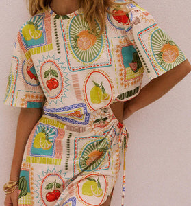Vibrant Graphic Print Casual Dress