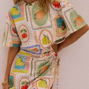 Vibrant Graphic Print Casual Dress