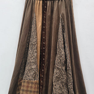 Patchwork Plaid Skirt with Elastic Waist