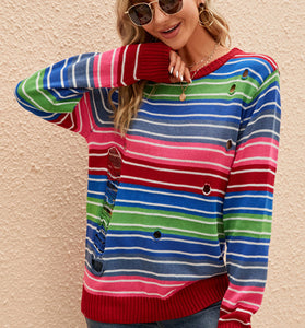 Vibrant Striped Slouchy Sweater