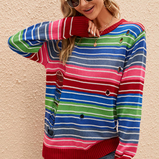 Vibrant Striped Slouchy Sweater