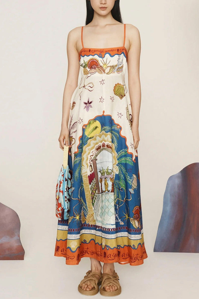 Vibrant Graphic Sleeveless Maxi Dress