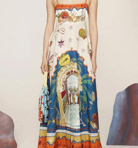 Vibrant Graphic Sleeveless Maxi Dress