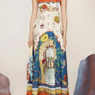 Vibrant Graphic Sleeveless Maxi Dress