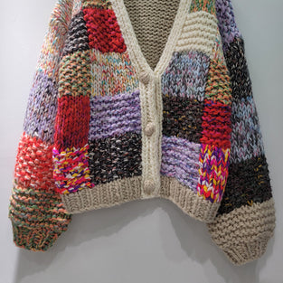 Patchwork Knit Cardigan