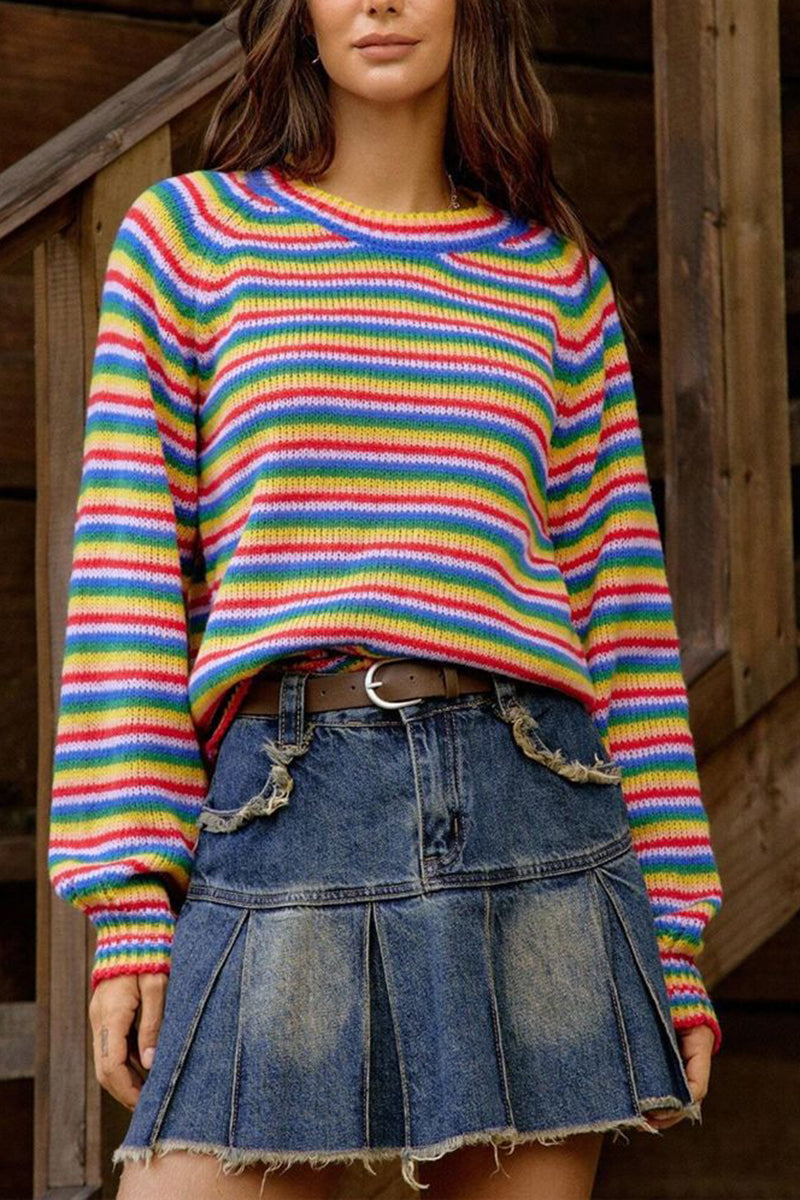 Vibrant Striped Long Sleeve Sweater