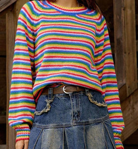 Vibrant Striped Long Sleeve Sweater
